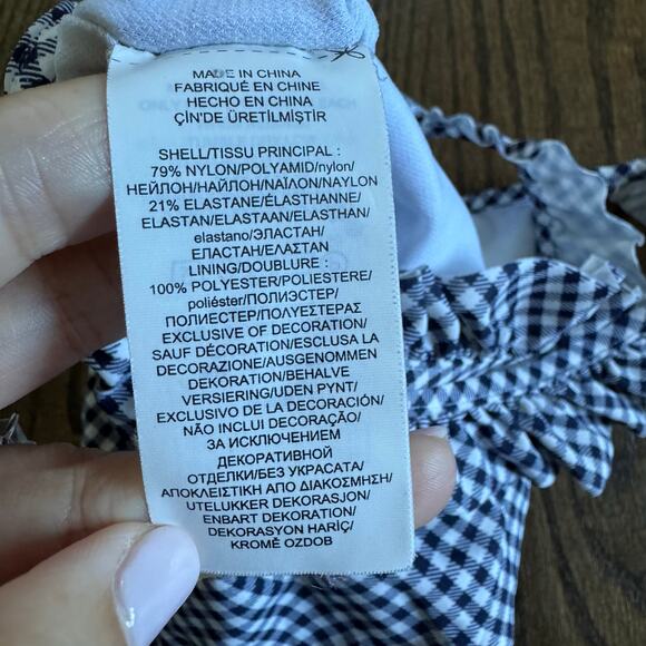 Polo Ralph Lauren Girl Gingham Checkered One Piece Swim Suit Navy Blue Size 3/3T - Picture 6 of 6